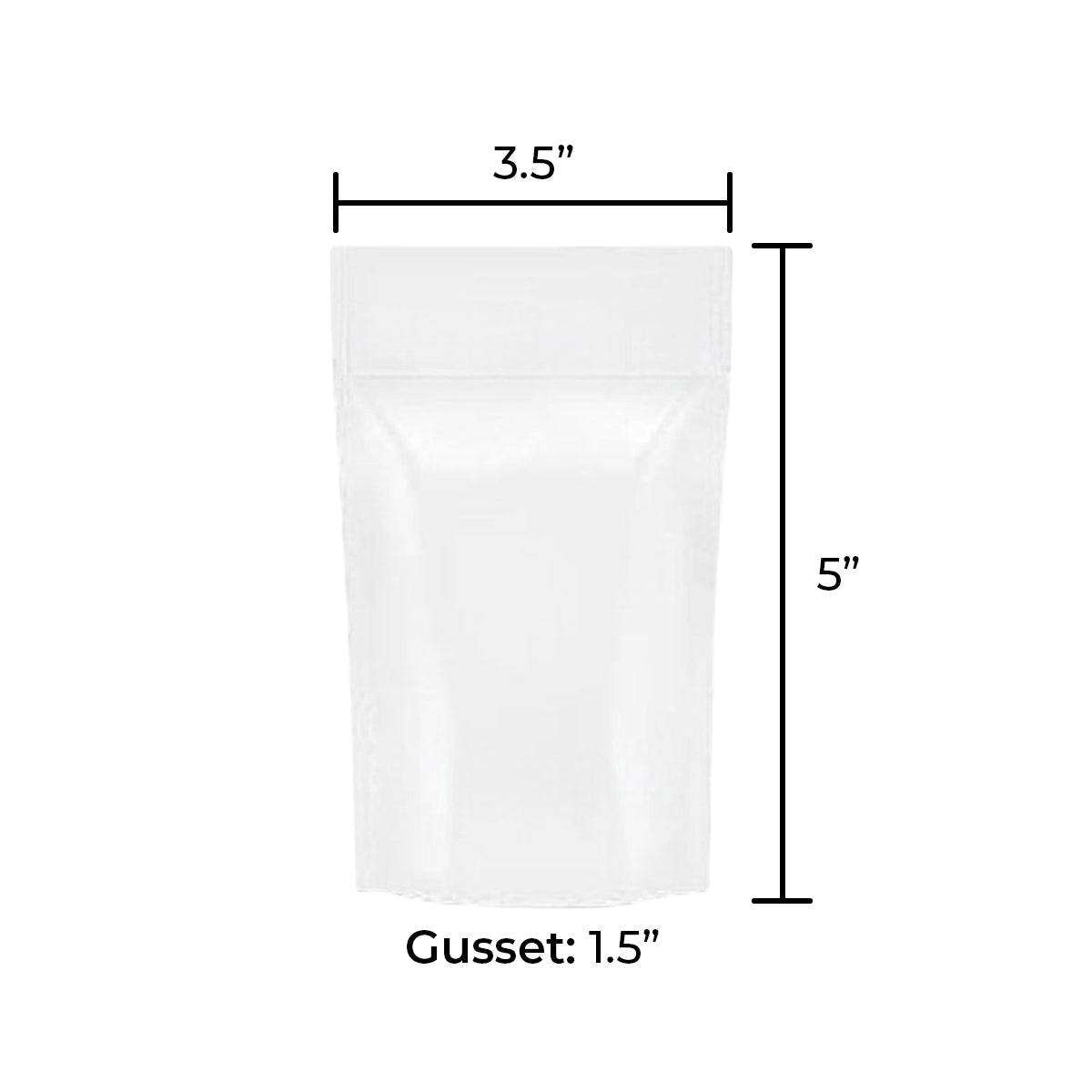 Tamper Evident | Glossy White Mylar Bags | 3.5" x 5" - 3.5g - 1000 Count - Tear Notch - Biohazard Inc