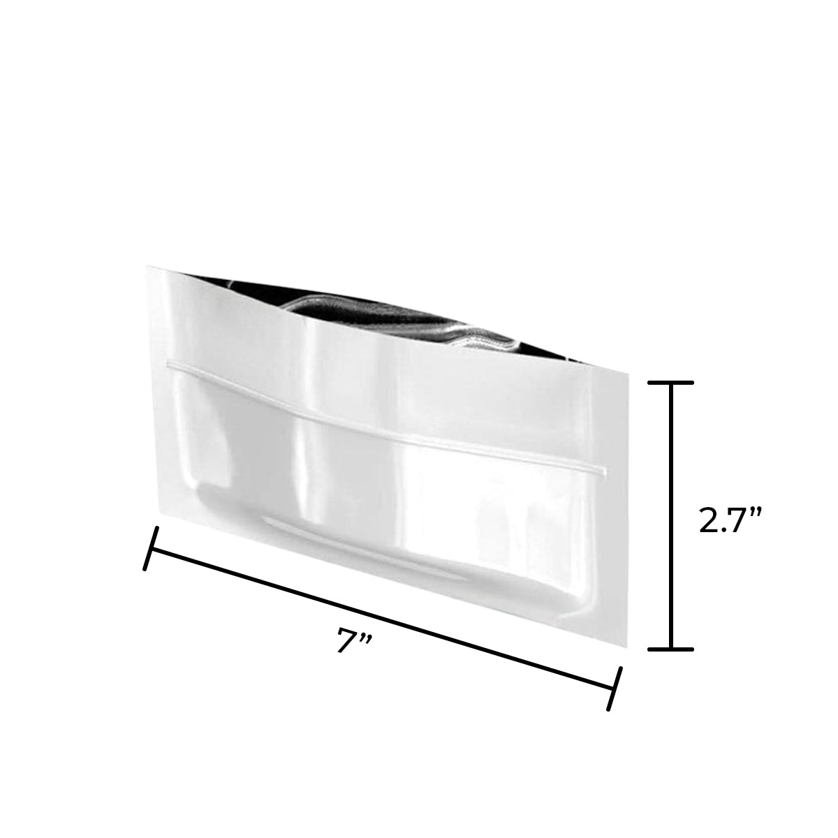 Tamper Evident | Glossy White Mylar Bags for Pre-Roll/Syringe | 7" x 2.7" - 2g - 1000 Count - Biohazard Inc - Tear Notch - No Tear Notch