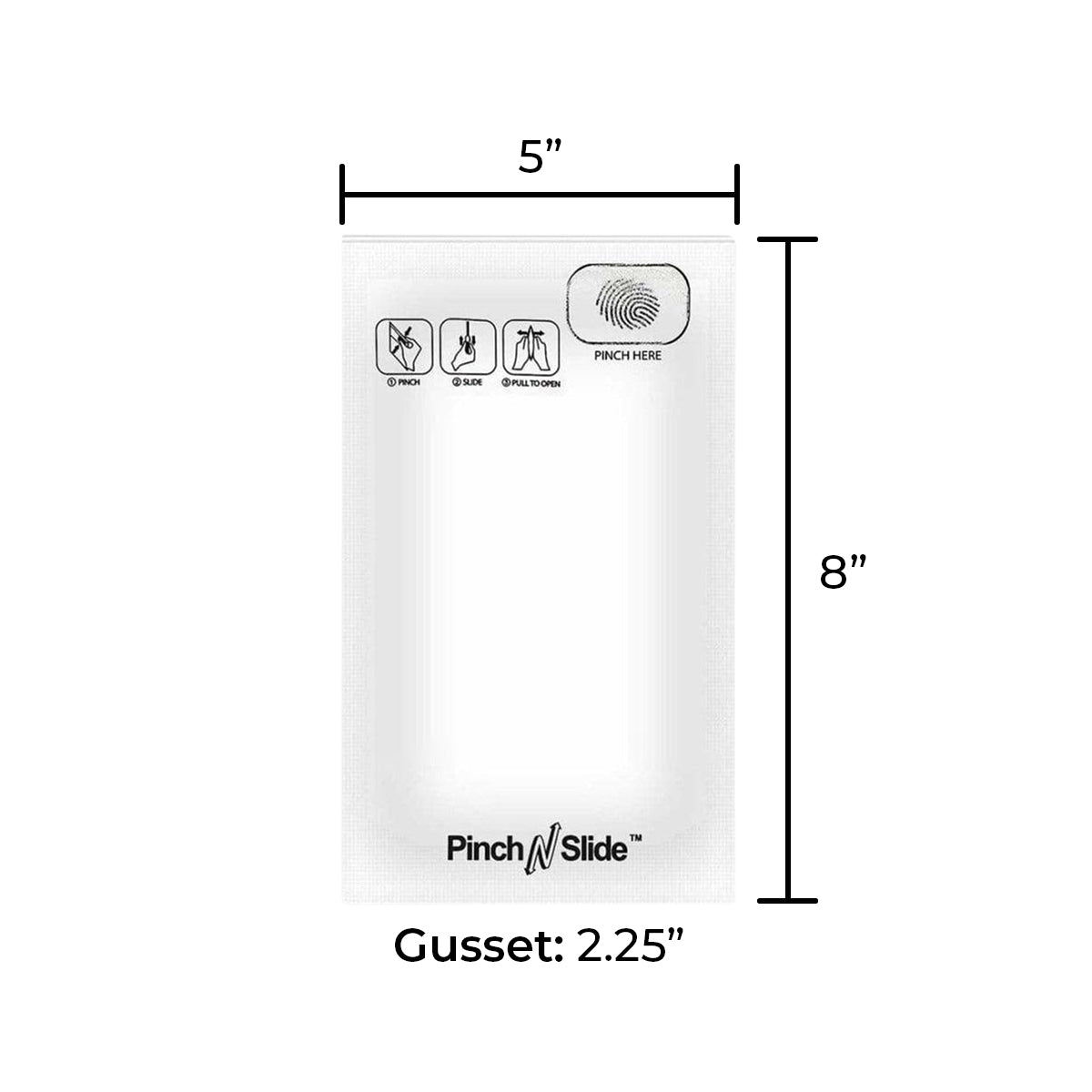 Child Resistant | Pinch N Slide White Mylar Bags | 5" x 8" - 14g - 250 Count - Biohazard Inc
