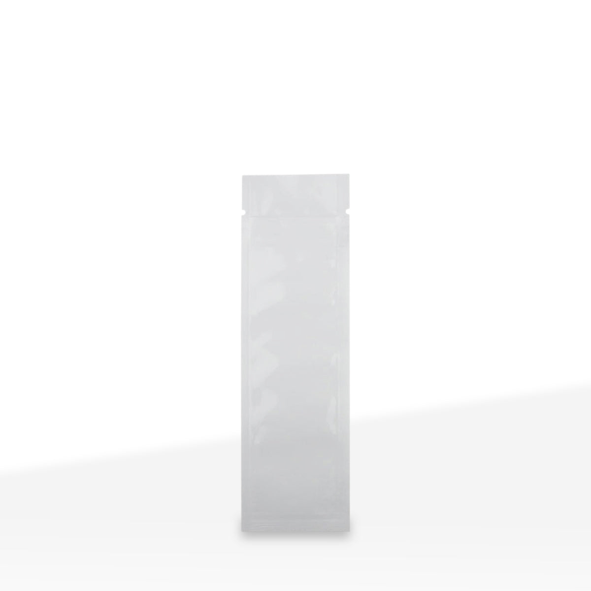 Tamper Evident | Glossy White Mylar Bags for Pre-Roll/Syringe | 2" x 6.75" - 2g - 1000 Count - Biohazard Inc - Tear Notch