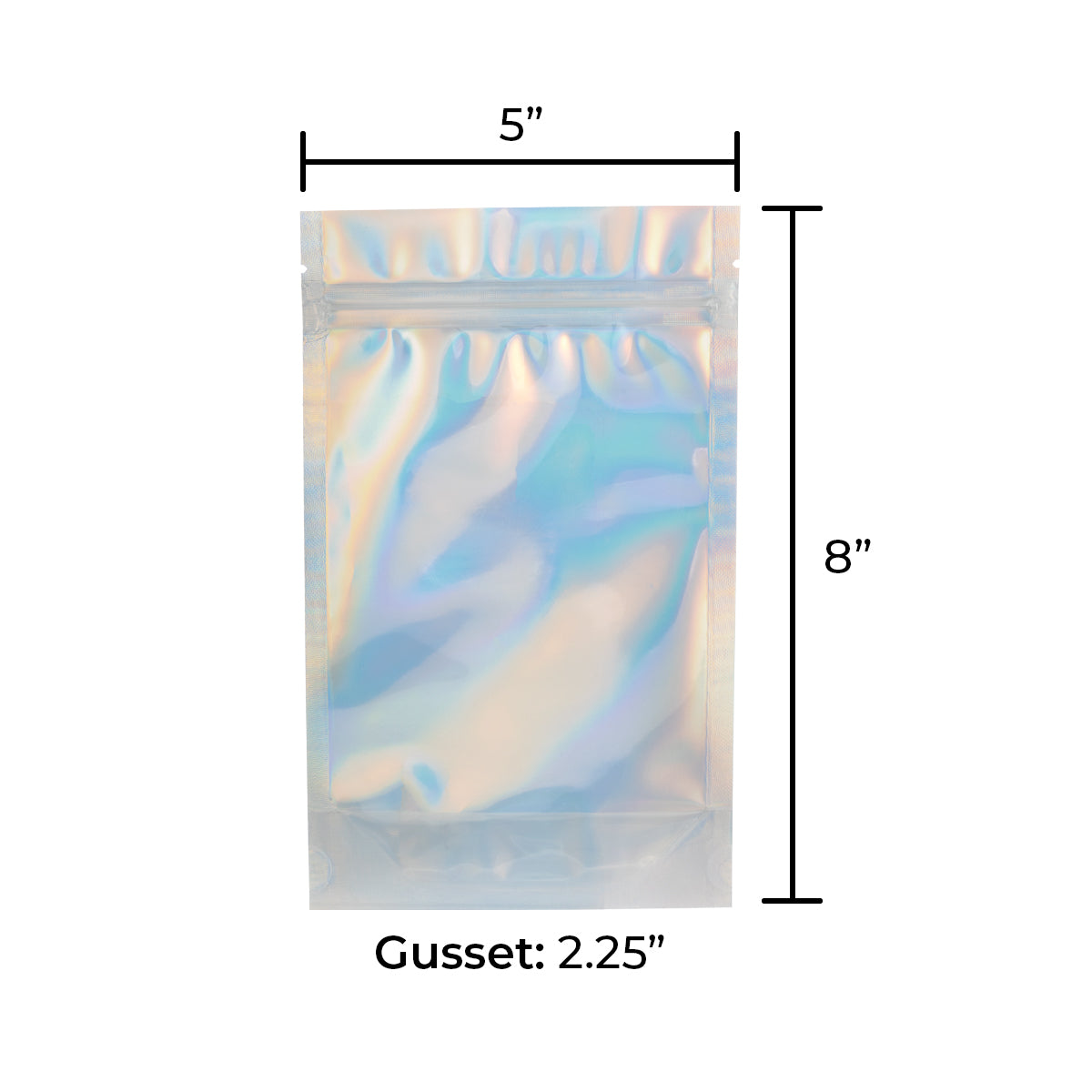 Tamper Evident | Holographic Vista Mylar Bags | 5" x 8" - 14g - 1000 Count - Biohazard Inc