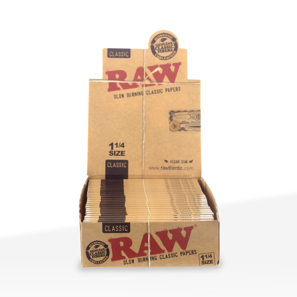 RAW® | 'Retail Display' Rolling Papers Classic 1¼ Size | 78mm - Unbleached Brown - 24 Count