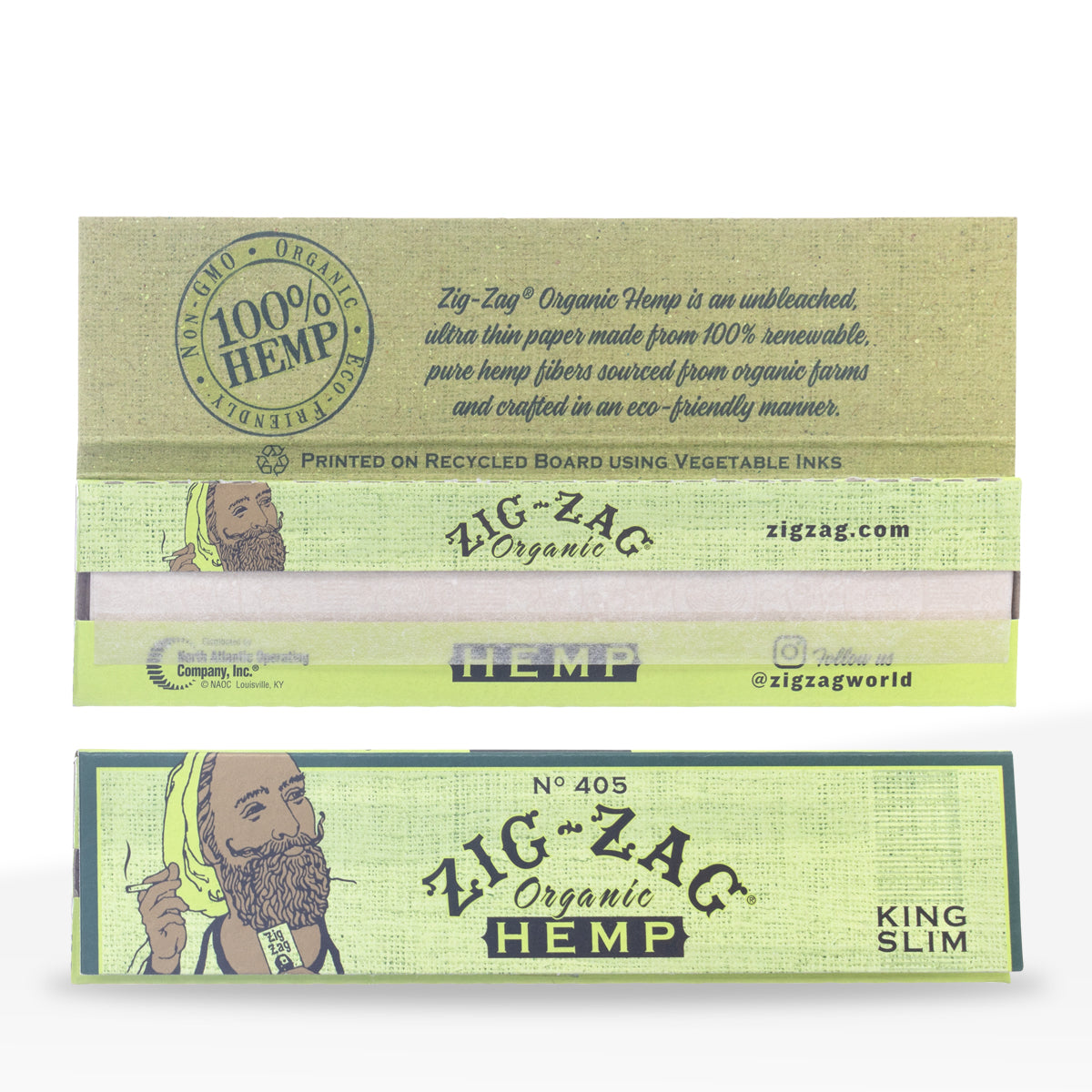 ZIG ZAG® | 'Retail Display' Organic Hemp Rolling Papers King Slim | 110mm - Hemp Paper - 24 Count