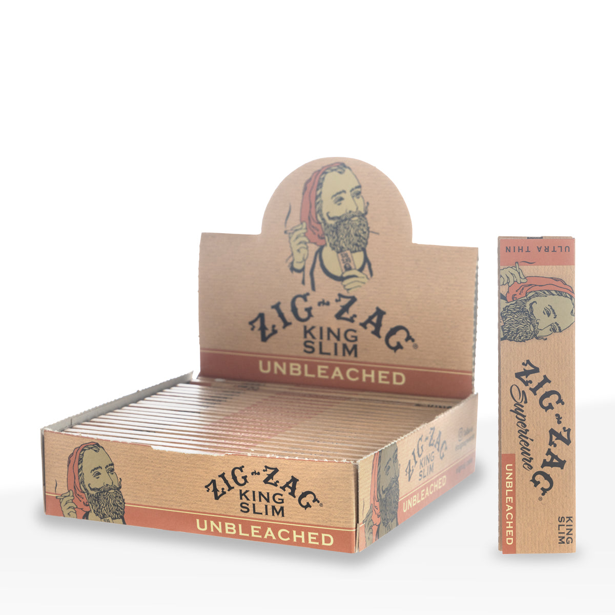 ZIG ZAG® | 'Retail Display' Natural Rolling Papers King Size | 110mm - Unbleached Paper - 24 Count