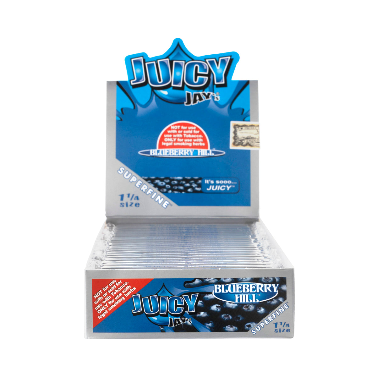 Juicy Jay's® | 1¼ Size Superfine™ Blueberry Rolling Paper | 78mm - Organic Hemp - 24 Count