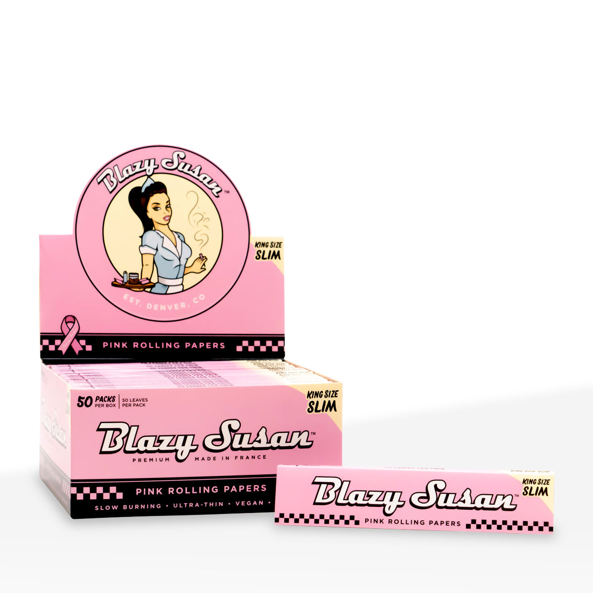 Blazy Susan | Rolling Paper | Various Sizes - Pink - 50 Booklets