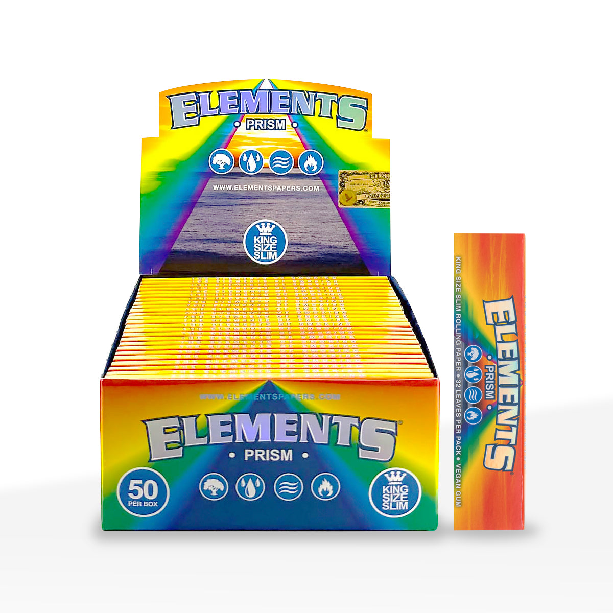 Elements® | King Slim Size Prism Color Rolling Paper | 110mm - Color P