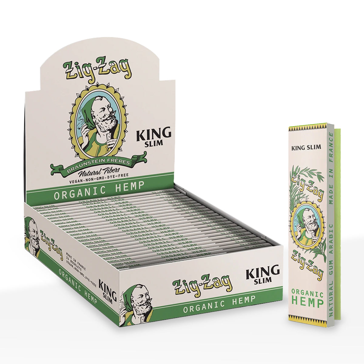 Zig-Zag® | Vintage King Slim Size Rolling Paper | 110mm - Organic Hemp - 24 Count - Biohazard Inc
