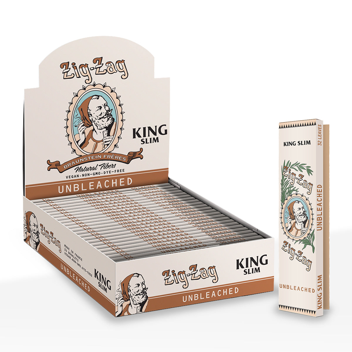 Zig-Zag® | Vintage Rolling Paper | Various Sizes - Brown - 24 Count - Biohazard Inc - King Slim Size - 110mm