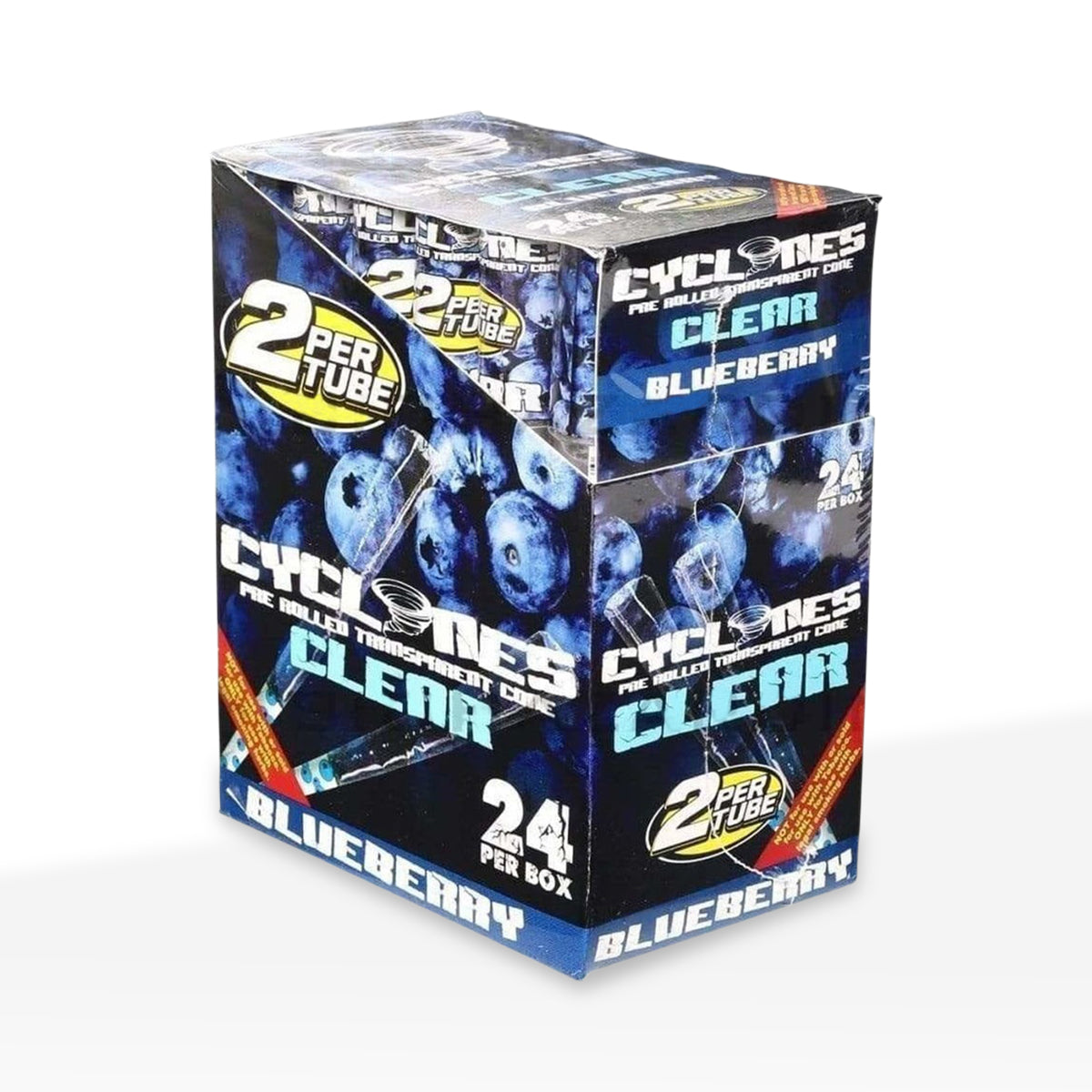 Cyclones | Wholesale Clear Cellulose Pre-Rolled Cones 1¼ Size | 78mm - 24 Count - Various Flavors
