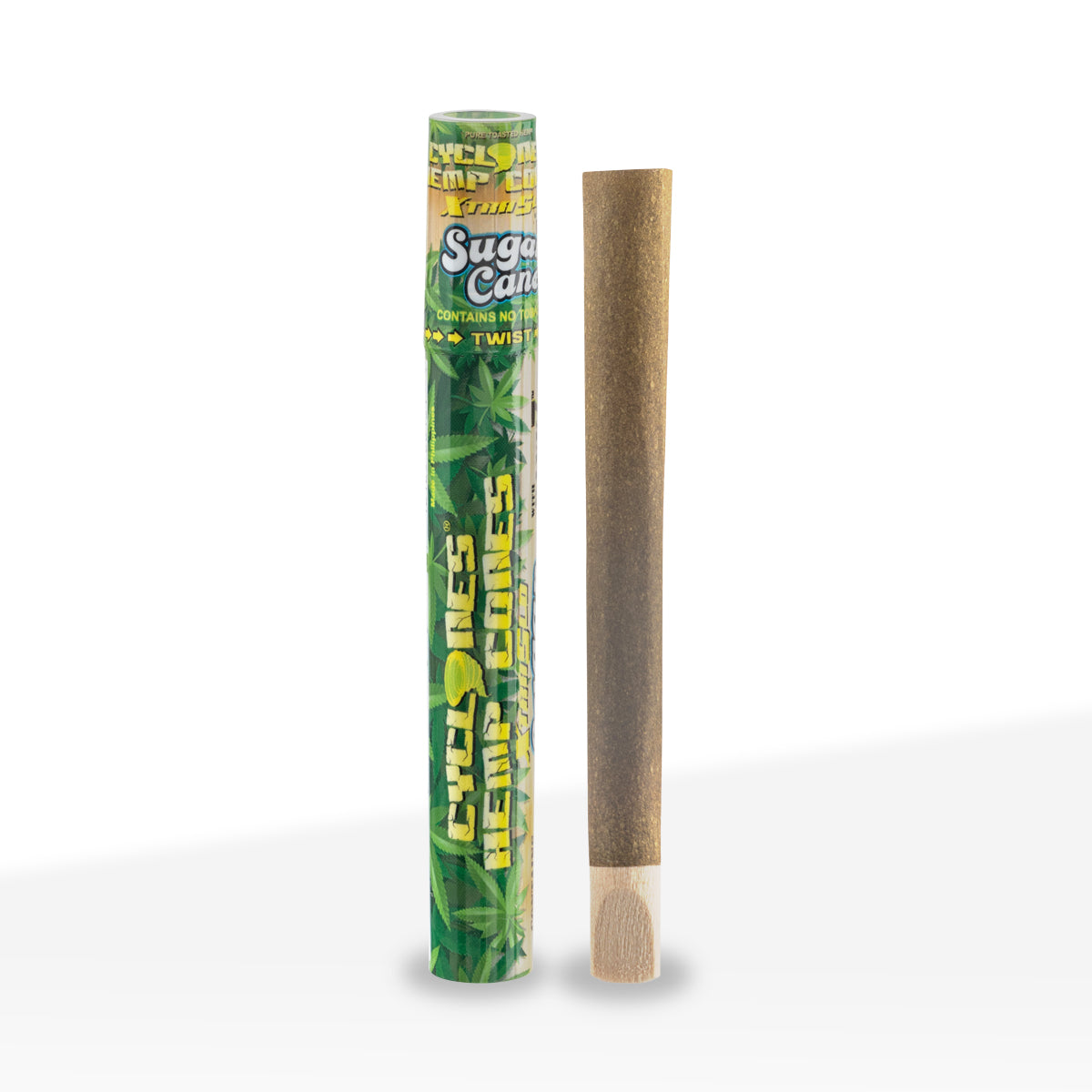 Cyclones | Hemp Pre-Rolled Cones Xtra Slow Burn | 109mm - Sugar Cane - 24 Count