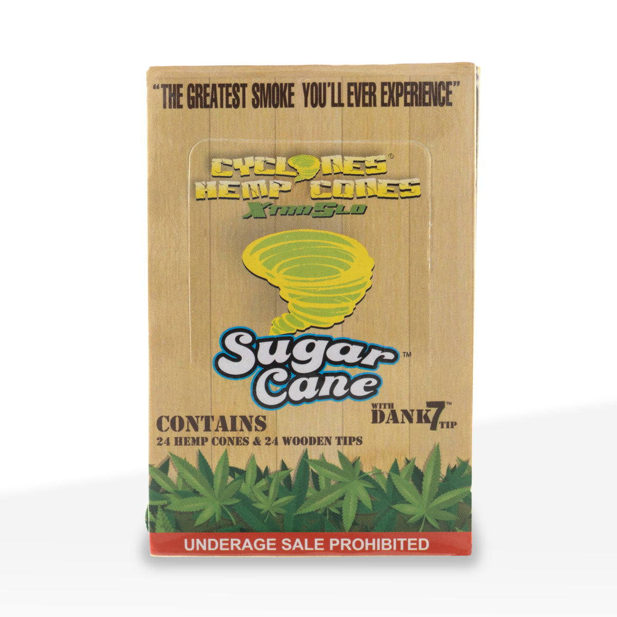 Cyclones | Hemp Pre-Rolled Cones Xtra Slow Burn | 109mm - Sugar Cane - 24 Count