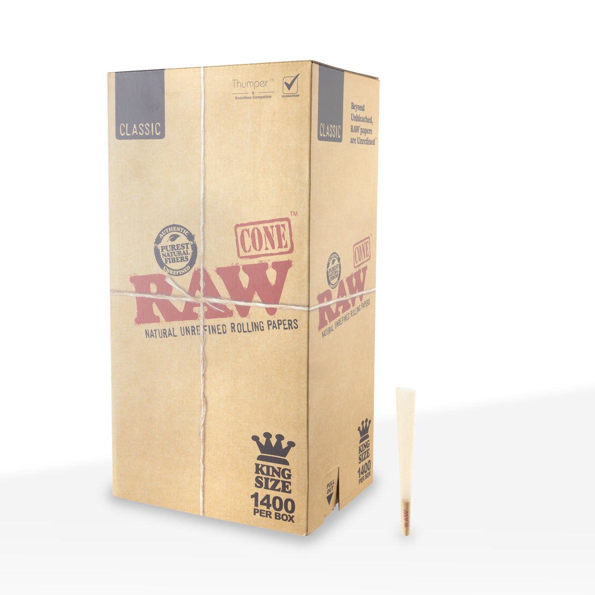 RAW® | Pre-Rolled Cones King Size | 109mm - Unbleached - 1,400 Count - Biohazard Inc