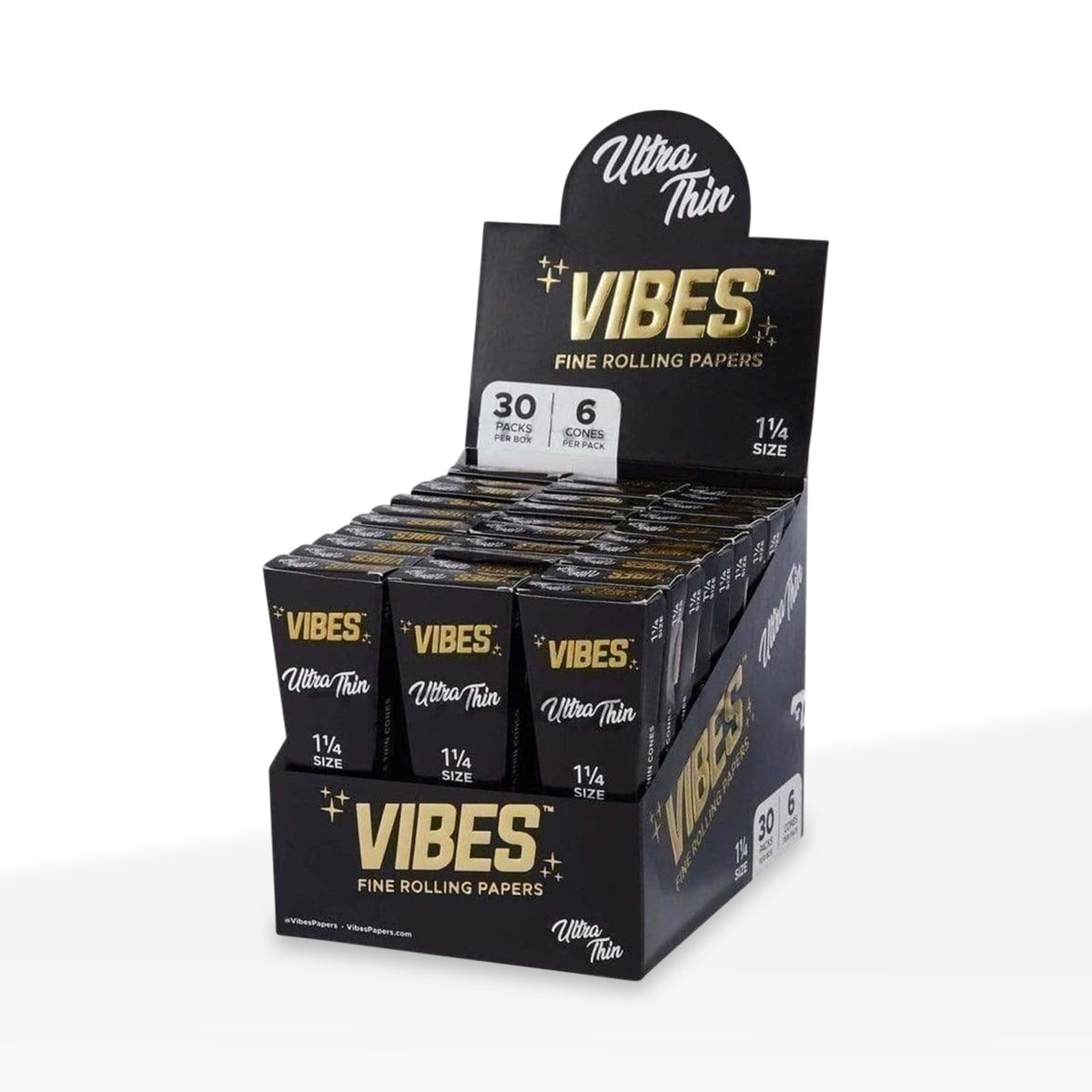 Vibes® | Pre-Rolled Cones 1¼ Size | 84mm - Ultra Thin - 30 Count