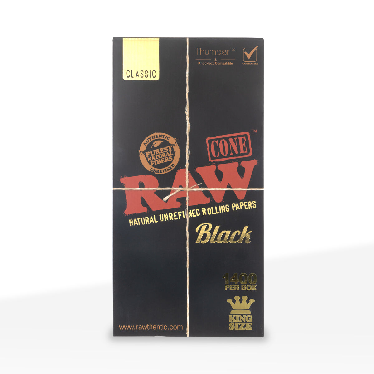 RAW® | Pre-Rolled Black Cones King Size | 109mm - Unbleached Black - 1,400 Count - Biohazard Inc