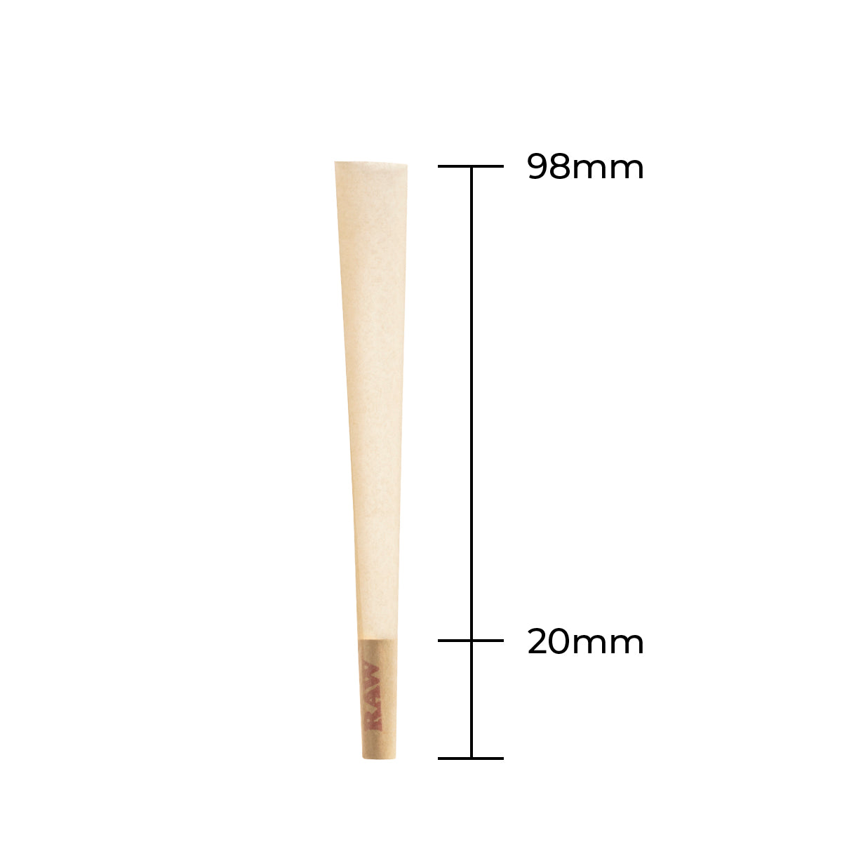 RAW® | 98 Select Pre-Rolled Cones | 98mm - Unbleached Paper - 1,000 Count - Biohazard Inc