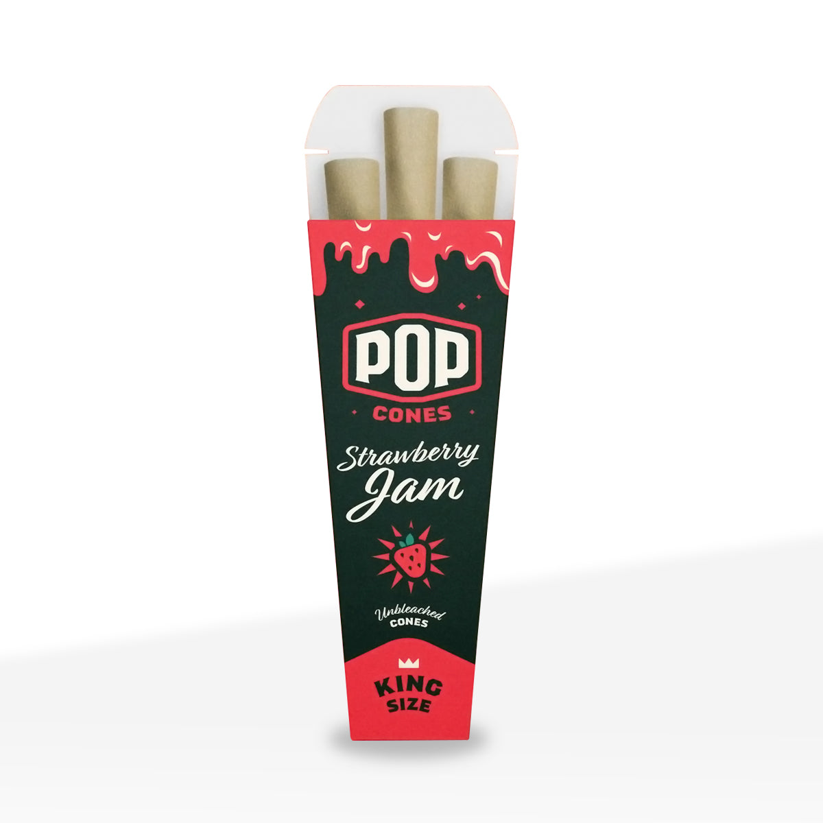 Pop Cones | Pre-Rolled King Size 3-Pack Unbleached Cones | 109mm - Various Flavors - 24 Count - Biohazard Inc