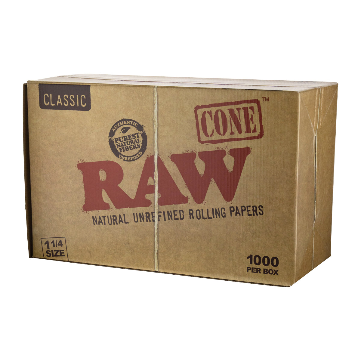 RAW® | Pre-Rolled Cones Classic 1¼ Size | 84mm - Unbleached Brown - 1000 Count Pre-Rolled Cones Raw - Biohazard Inc