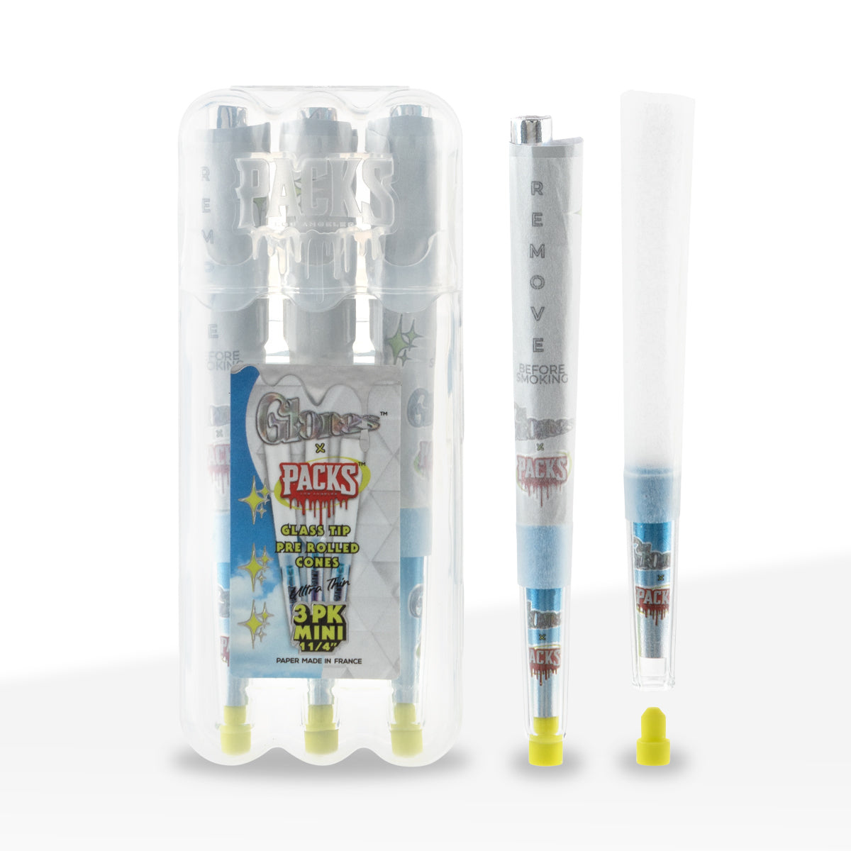 Glones x Packs | Pre-Rolled Cones 1.25"| 84mm - Various Styles - 12 Count Ultra Thin Paper