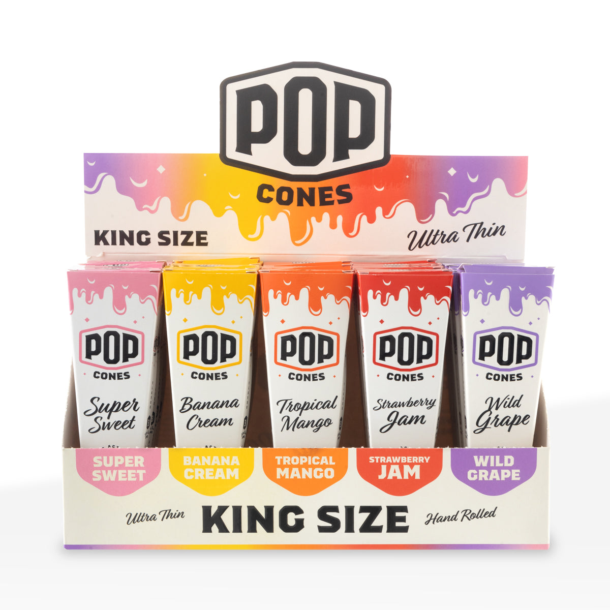 Pop Cones | Pre-Rolled Cones King Size | 109mm - Assorted Flavors - 3 Pack 25 Count - Ultra Thin Paper