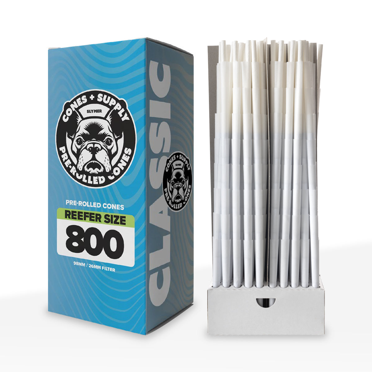 CONES + SUPPLY | Reefer Pre-rolled Cones | 98mm  - Various Styles - 800 Count