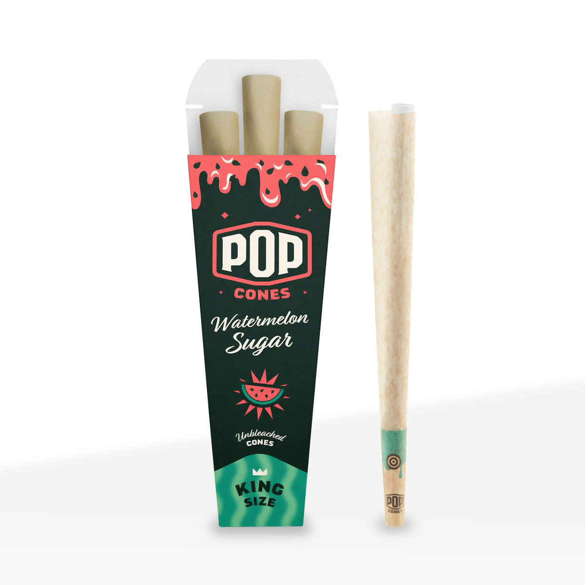 Pop Cones | King Size Pre-Rolled Cones | 109mm - Brown - 24 Count - Various Flavors - 3-Pack - Biohazard Inc - Watermelon Sugar