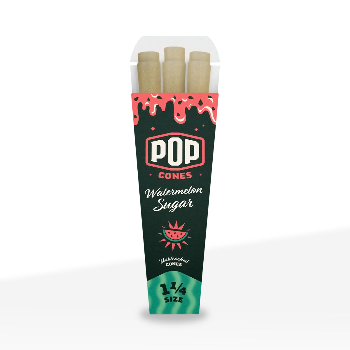 Pop Cones | 1¼ Size Pre-Rolled Cones | 84mm - Brown - 24 Count - Various Flavors - Biohazard Inc - Watermelon Sugar