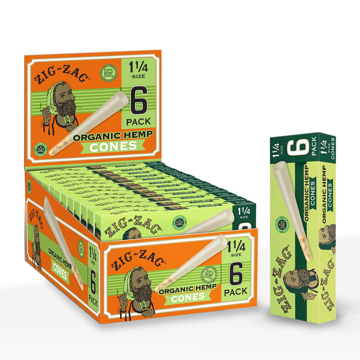 Zig-Zag® | Organic Hemp Pre-Rolled Cones | Various Sizes - Organic Hemp - Various Counts - Biohazard Inc - 1¼ Size - 84mm - 24 Count