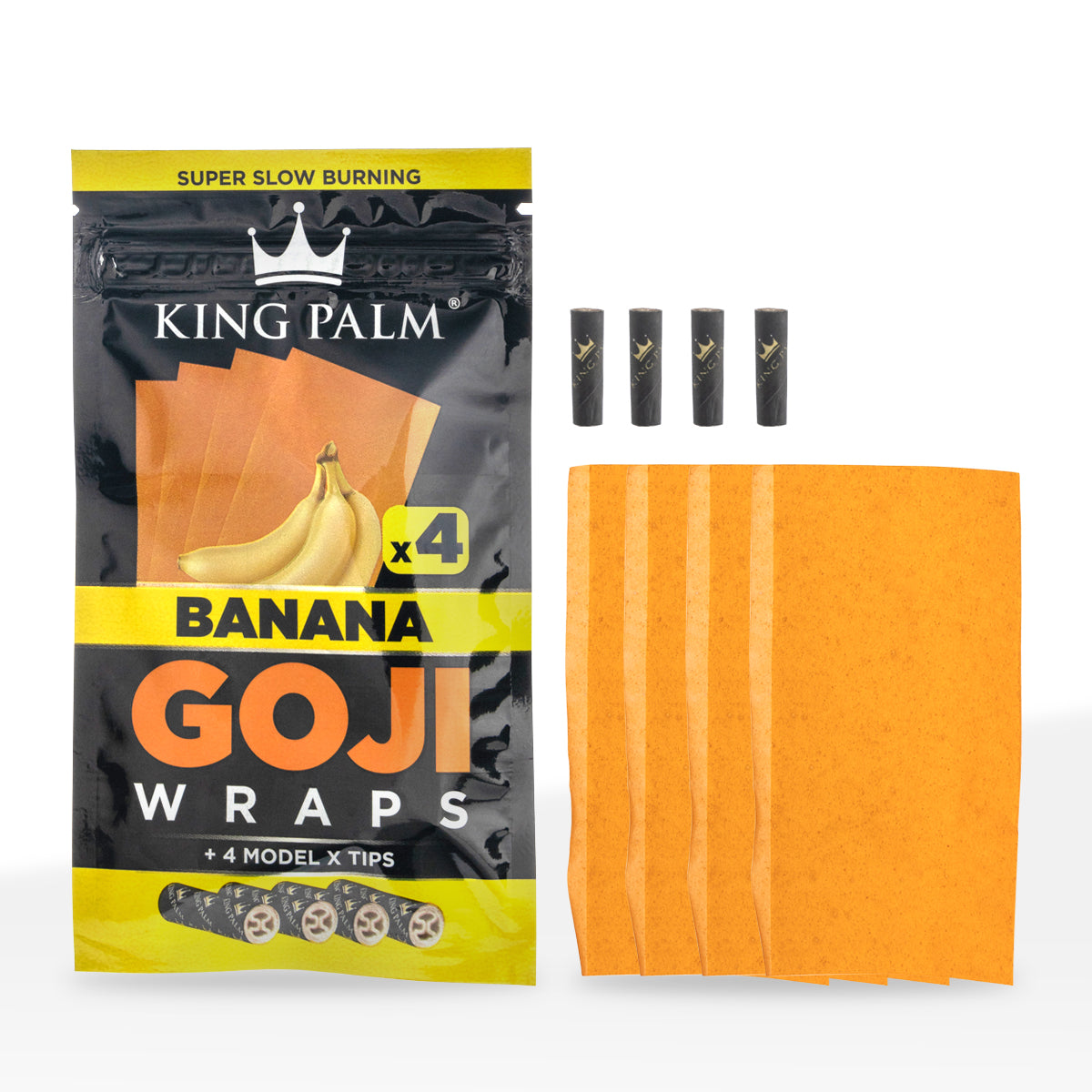 King Palm™ | Super Fruit Goji Berry Wraps | 4 Pack - 15 Count - Banana