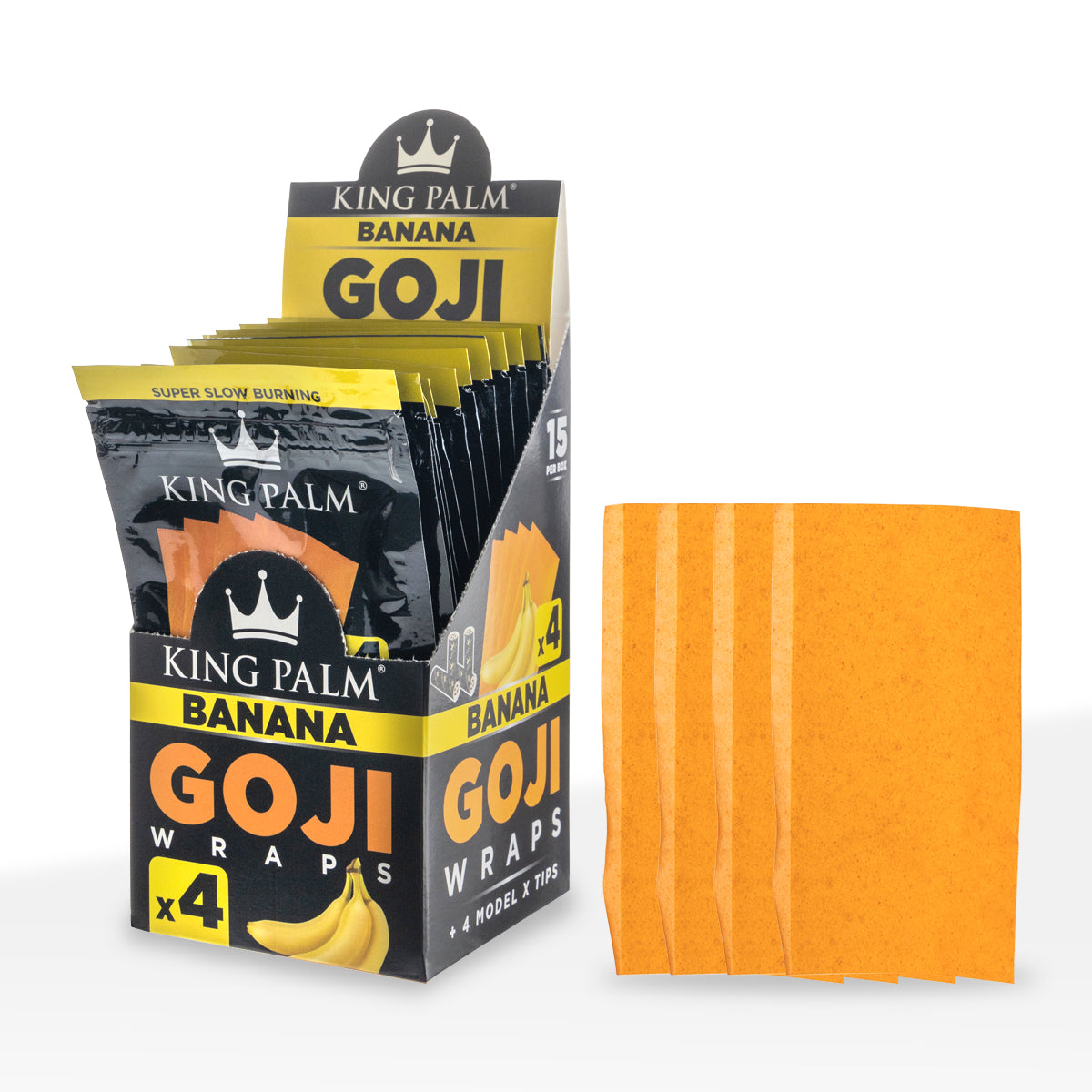 King Palm™ | Super Fruit Goji Berry Wraps | 4 Pack - 15 Count - Banana