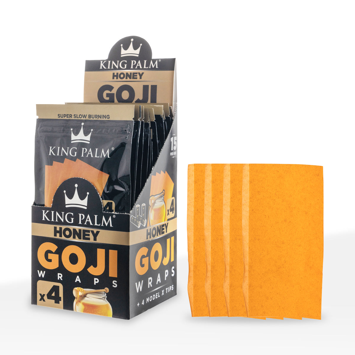 King Palm™ | Super Fruit Goji Berry Wraps | 4 Pack - 15 Count - Honey