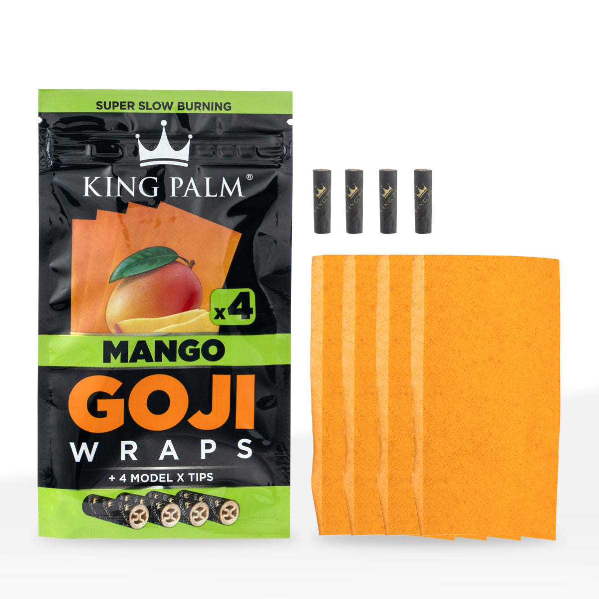 King Palm™ | Super Fruit Goji Berry Wraps | 4 Pack - 15 Count - Mango