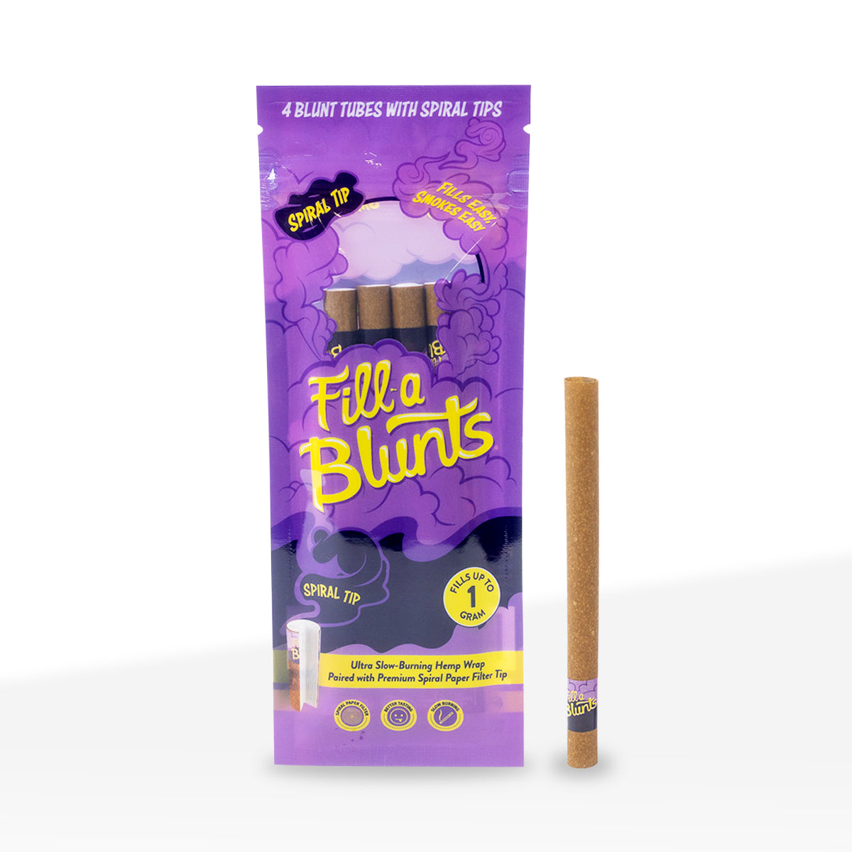 Fill-a Blunts | King Size Pre-Rolled Hemp Blunt Wraps w/ Spiral Tips | Various Styles - 109mm - 15 Count - Biohazard Inc - 1 Gram Capacity - 4 Pack