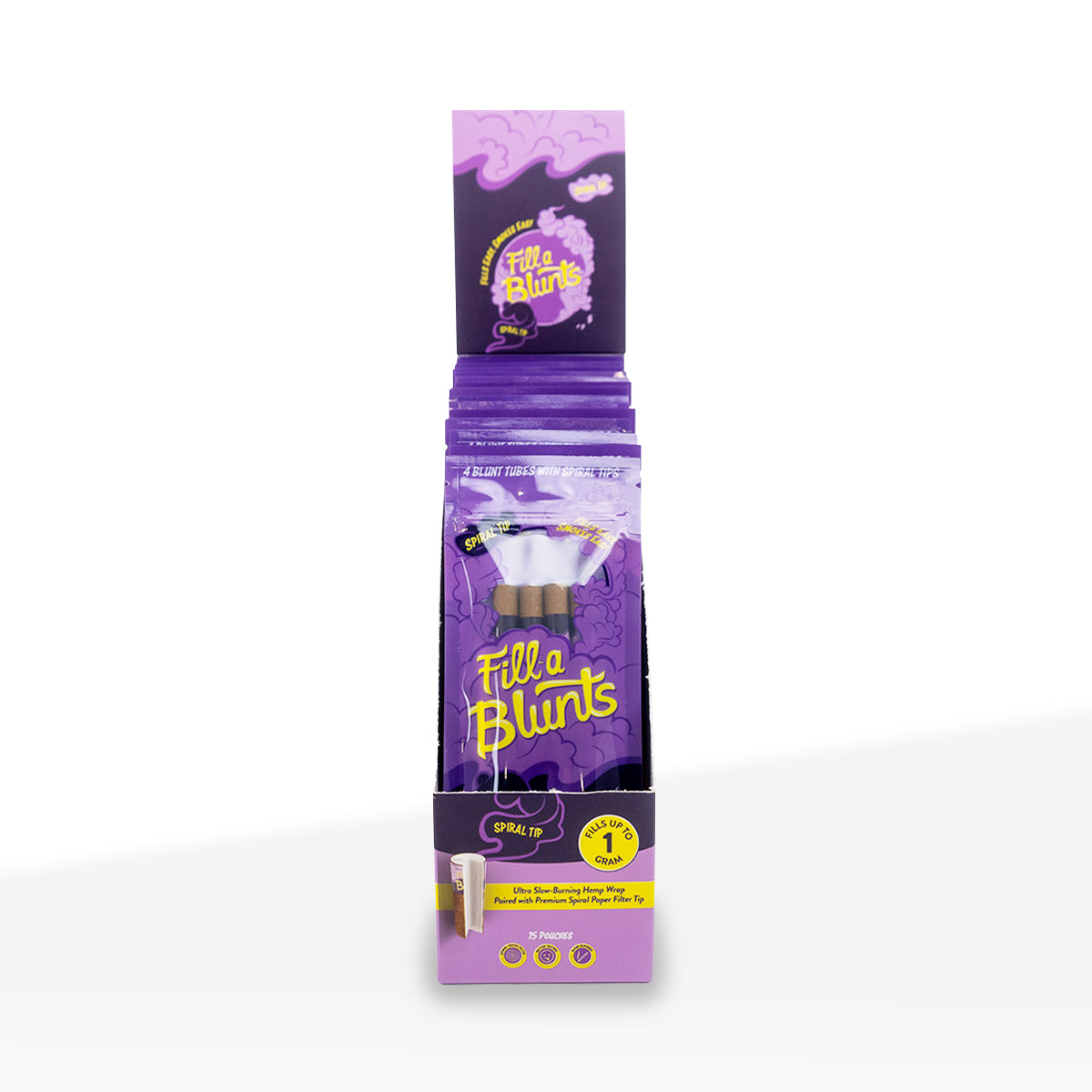 Fill-a Blunts | King Size Pre-Rolled Hemp Blunt Wraps w/ Spiral Tips | Various Styles - 109mm - 15 Count - Biohazard Inc - 1 Gram Capacity - 4 Pack