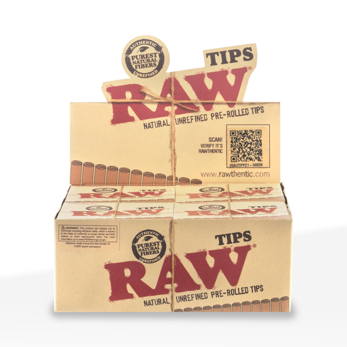 RAW® | 'Retail Display' Natural Pre-Rolled Tips | 20 Count