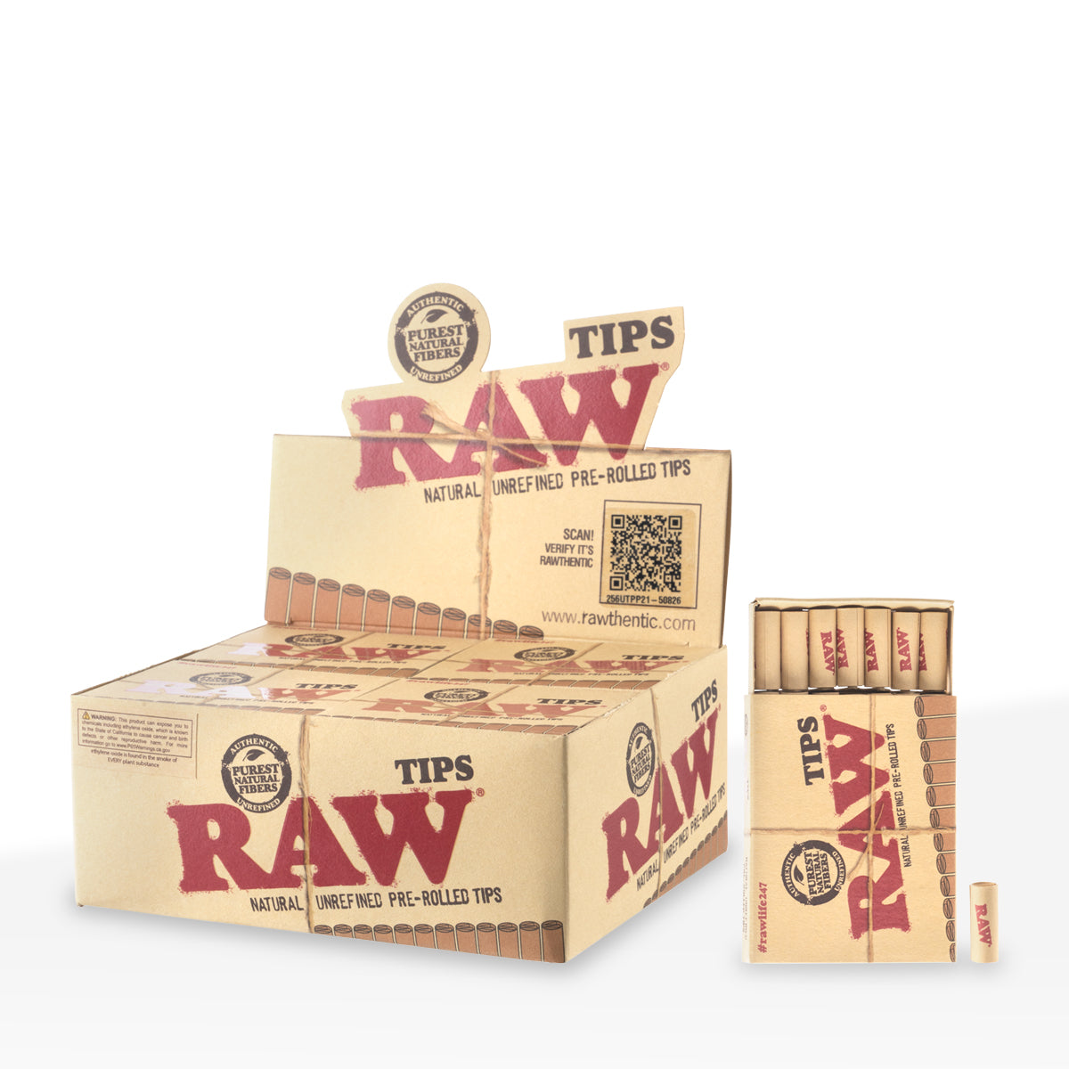 RAW® | 'Retail Display' Natural Pre-Rolled Tips | 20 Count