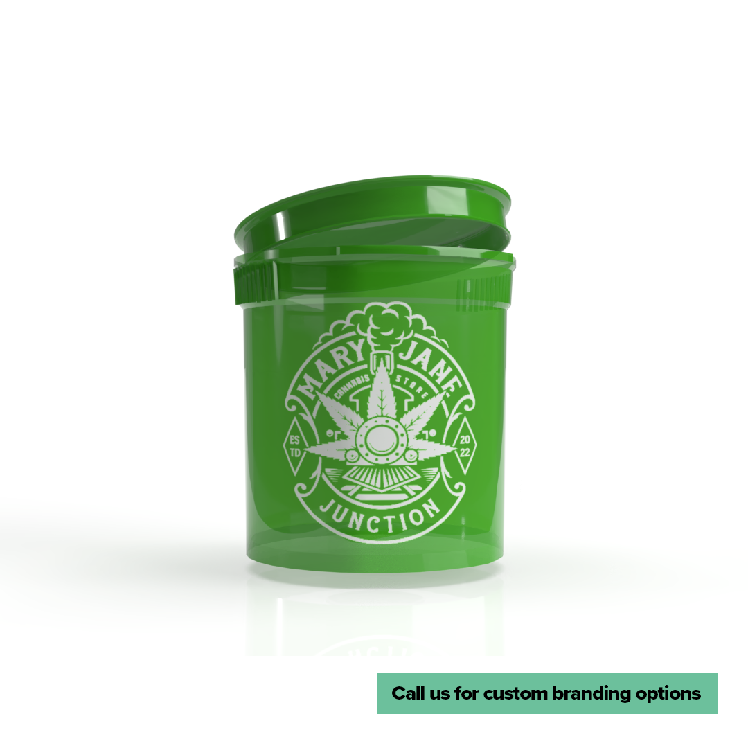 Plastic Pop Top Bottles | 90 Dram - 28 Grams - 45 Count - Various Colors - Direct Print - Biohazard Inc