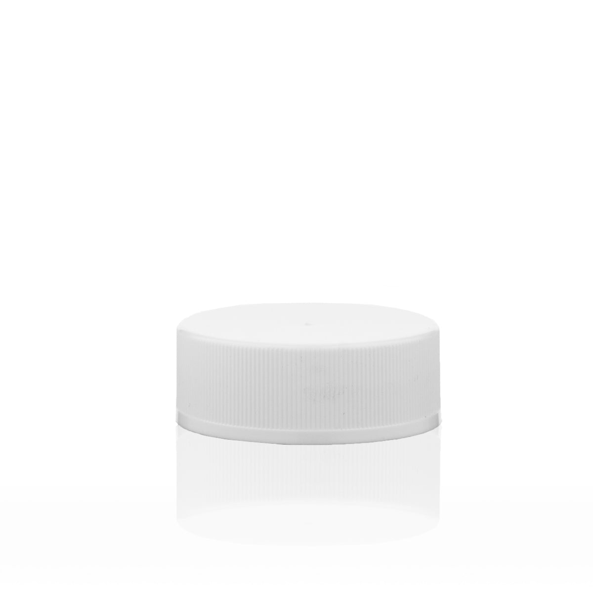 Child Resistant Plastic Caps | Ribbed Gloss w/ Foam Liner | 38mm - White - 80 Count