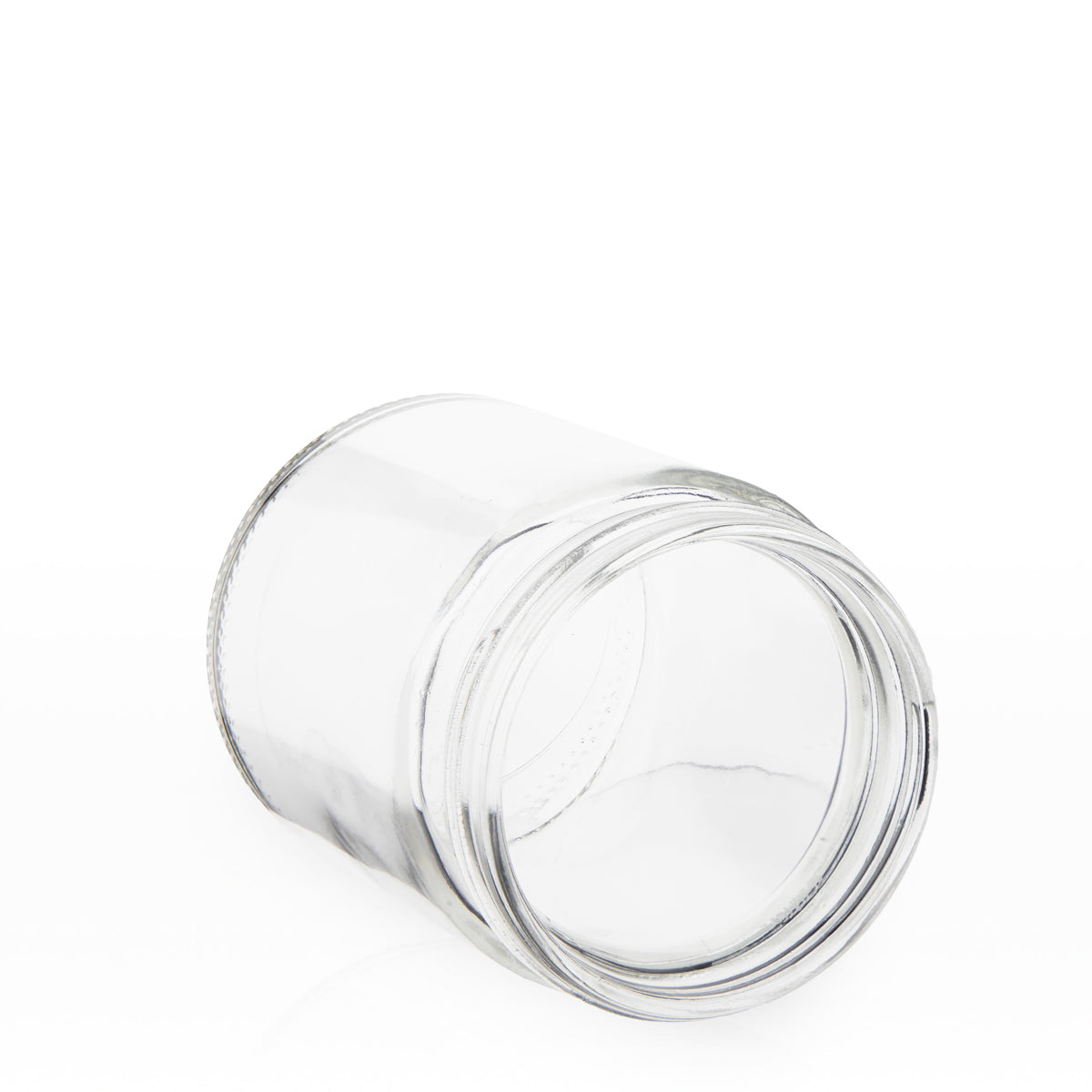 Glass Jar | Straight Sided Clear Glass Jars w/ Ribbed Plastic White Caps | 18oz - 48 Count Glass Jar Biohazard Inc
