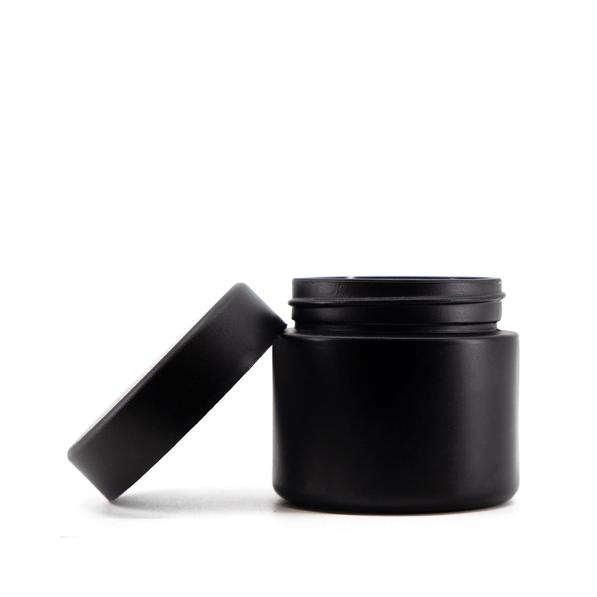 Child Resistant | Straight Sided Glass Jars w/ Flush Caps - Matte Black | 50mm - Various Sizes Child Resistant Jar Biohazard Inc - 2oz - 200 Count