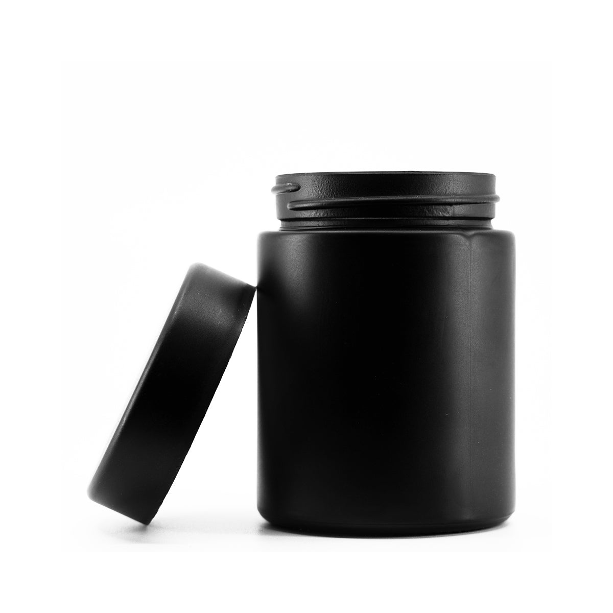 Child Resistant | Straight Sided Glass Jars w/ Flush Caps - Matte Black | 50mm - Various Sizes Child Resistant Jar Biohazard Inc 4oz - 100 Count