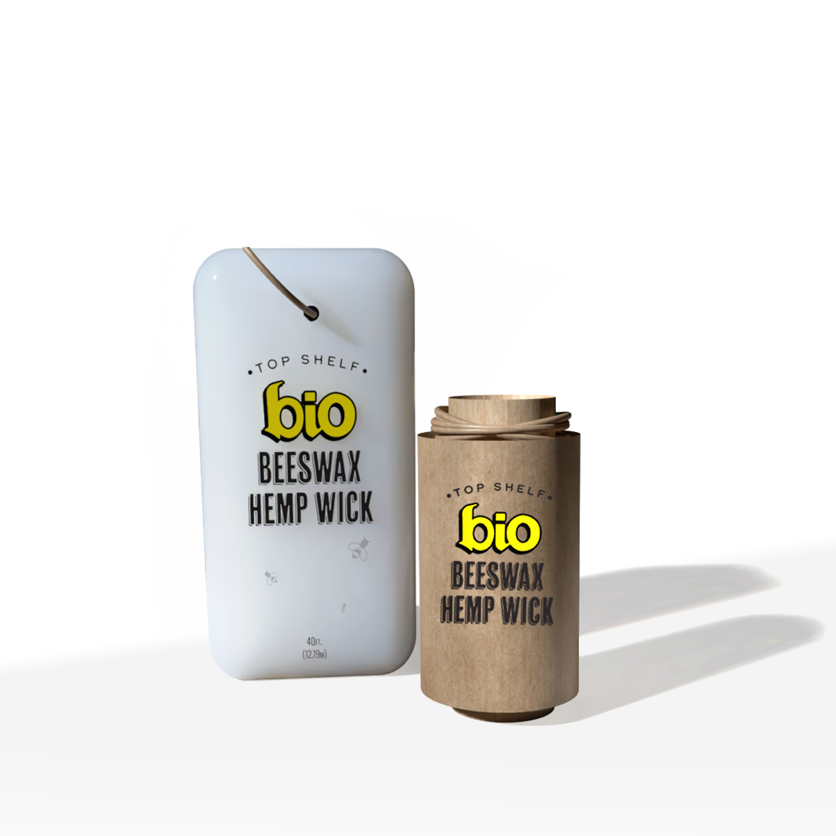 BIO Glass | Natural Beeswax Hemp Wick | 40ft - Dispenser - 15 Count Hemp Wick BIO Glass