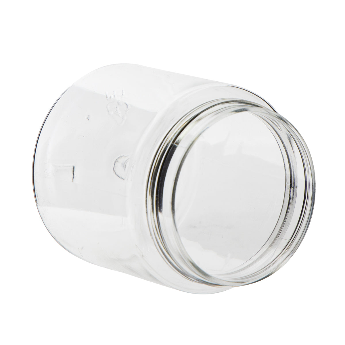 Child Resistant | Straight Sided Plastic Jars w/ Dome Caps - Clear/White | 53mm - 4oz - 100 Count - Biohazard Inc