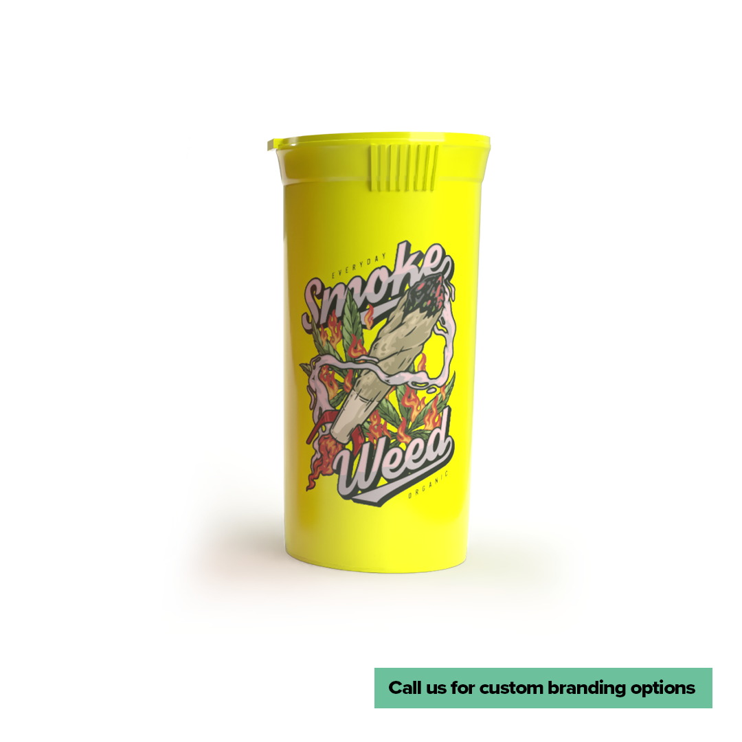 Plastic Pop Top Bottles | 13 Dram - 2 Grams - 315 Count - Various Colors - Direct Print - Biohazard Inc