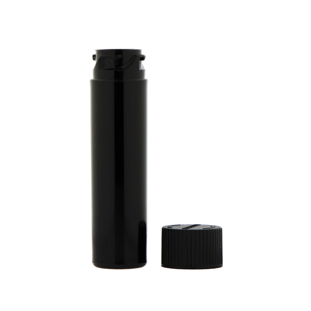 Child Resistant | Push & Turn Vape Cartridge Black Tubes w/ Black Caps | 72mm - 1000 Count - Biohazard Inc