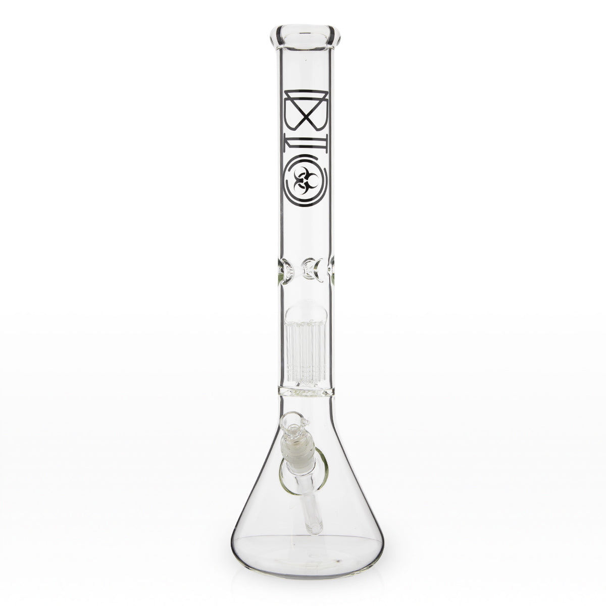 BIO Glass | Single Chamber 10-Arm Tree Percolator Beaker Water Pipe | 18" - 14mm - Various Colors Glass Bong Biohazard Inc