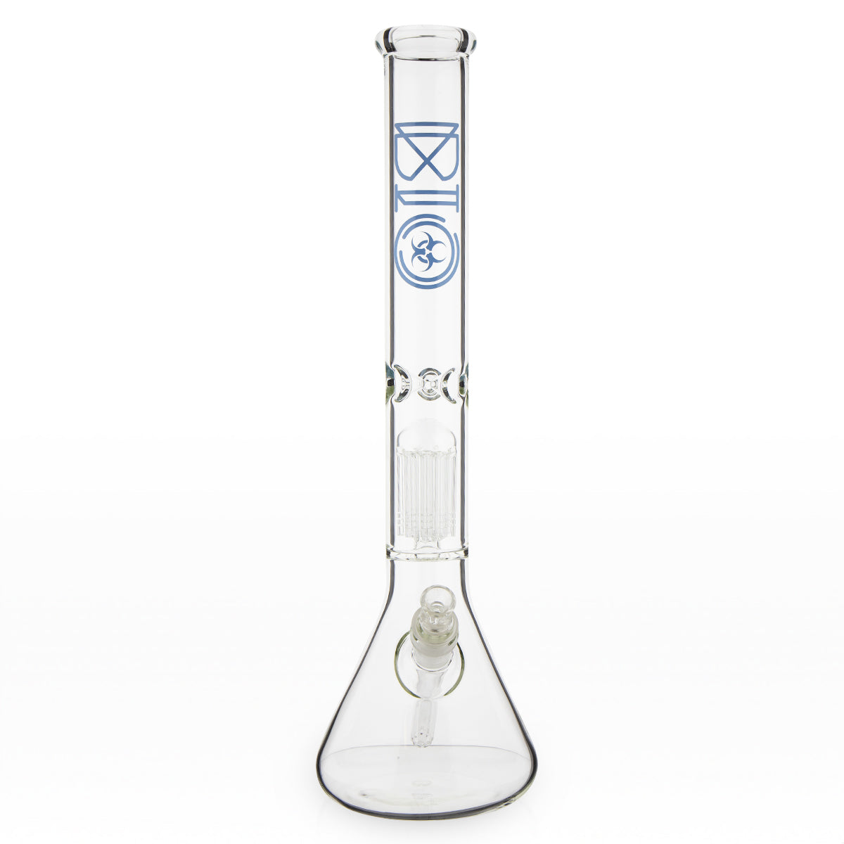 BIO Glass | Single Chamber 10-Arm Tree Percolator Beaker Water Pipe | 18" - 14mm - Various Colors Glass Bong Biohazard Inc