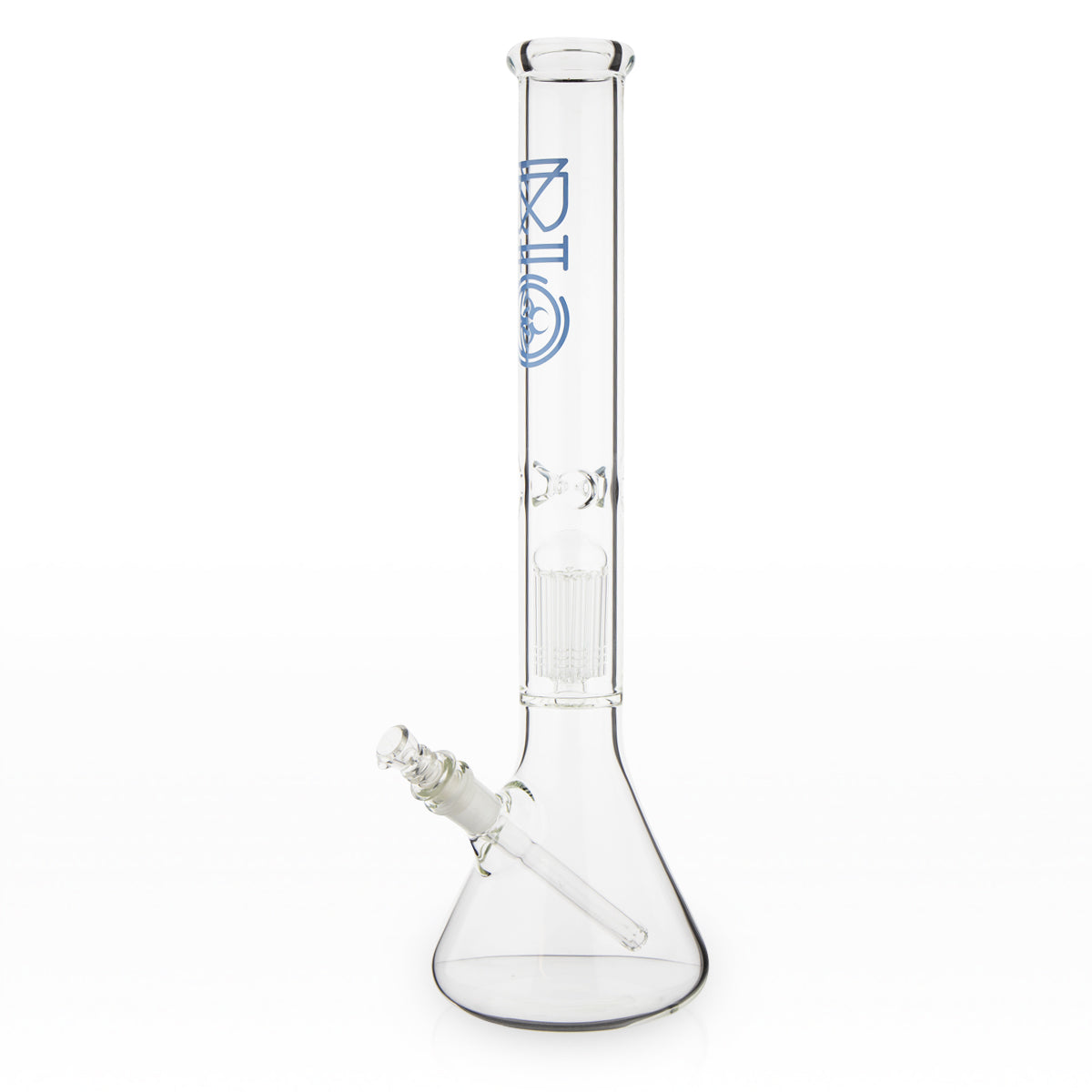 BIO Glass | Single Chamber 10-Arm Tree Percolator Beaker Water Pipe | 18" - 14mm - Various Colors Glass Bong Biohazard Inc Blue