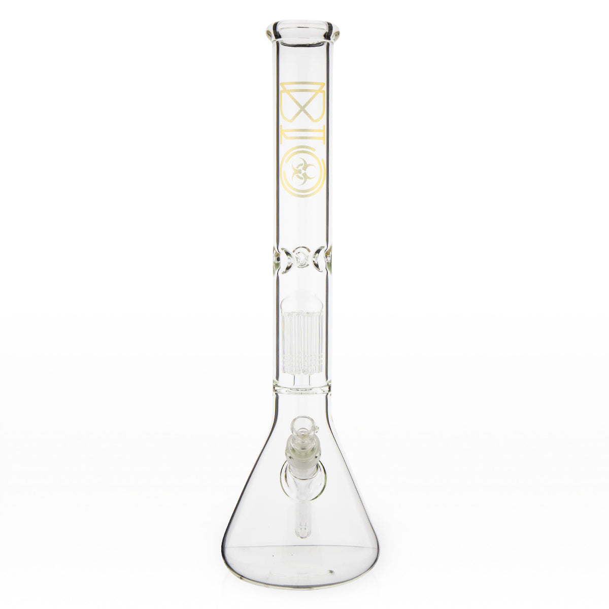 BIO Glass | Single Chamber 10-Arm Tree Percolator Beaker Water Pipe | 18" - 14mm - Various Colors Glass Bong Biohazard Inc