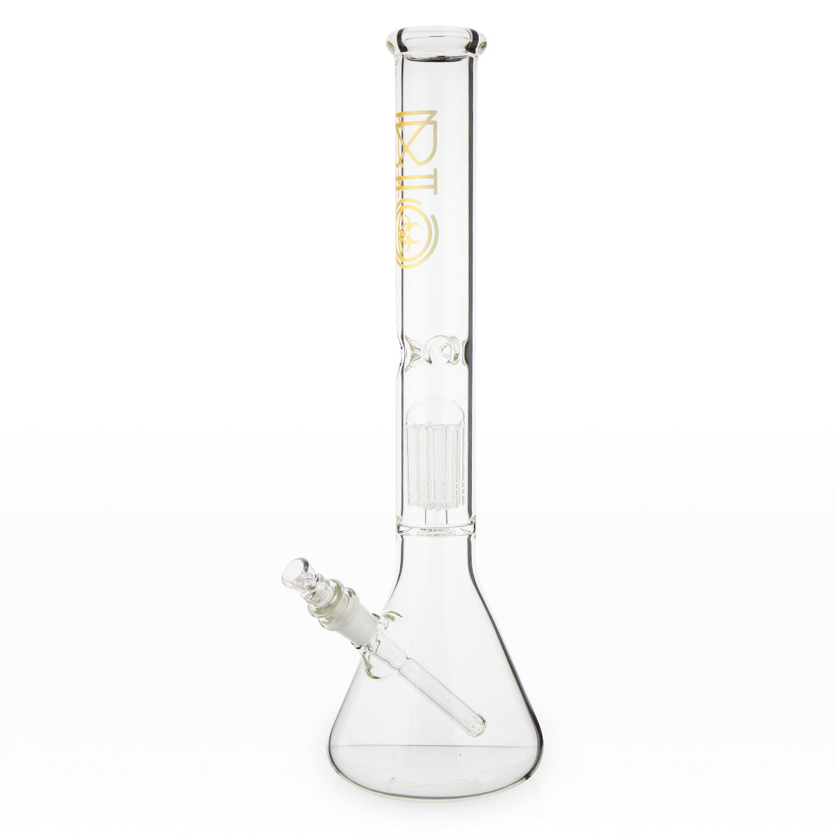 BIO Glass | Single Chamber 10-Arm Tree Percolator Beaker Water Pipe | 18" - 14mm - Various Colors Glass Bong Biohazard Inc Gold  